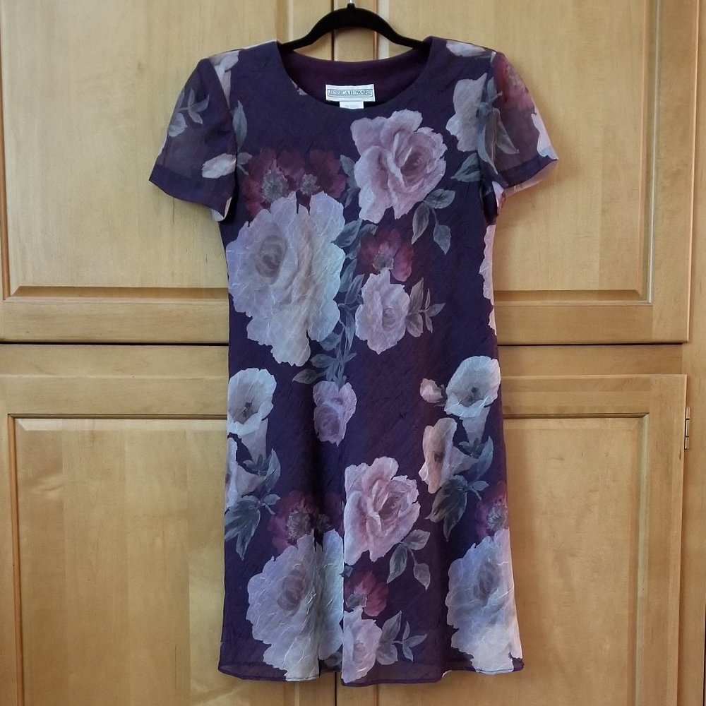 Jessica Howard Women's Floral Print A-Line Dress -  Plum - Size 6